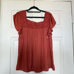 NWT Rachel Zoe Terracotta Ruffle Blouse ♥️